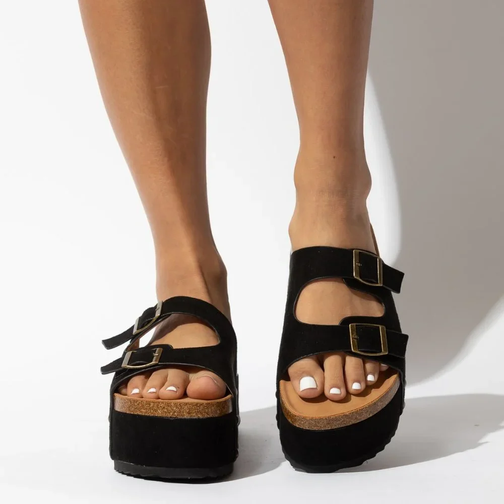 BLACK PLATFORM CLOG SANDAL BIRKEN SANDAL - NON-BRANDED - Picture 4 of 7